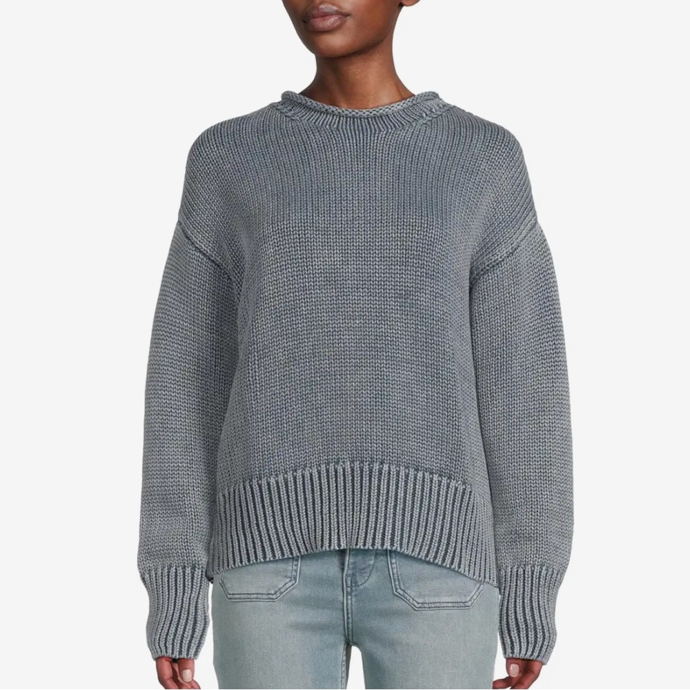 Faherty Sunwashed Cotton Roll Neck in Blue Size L
